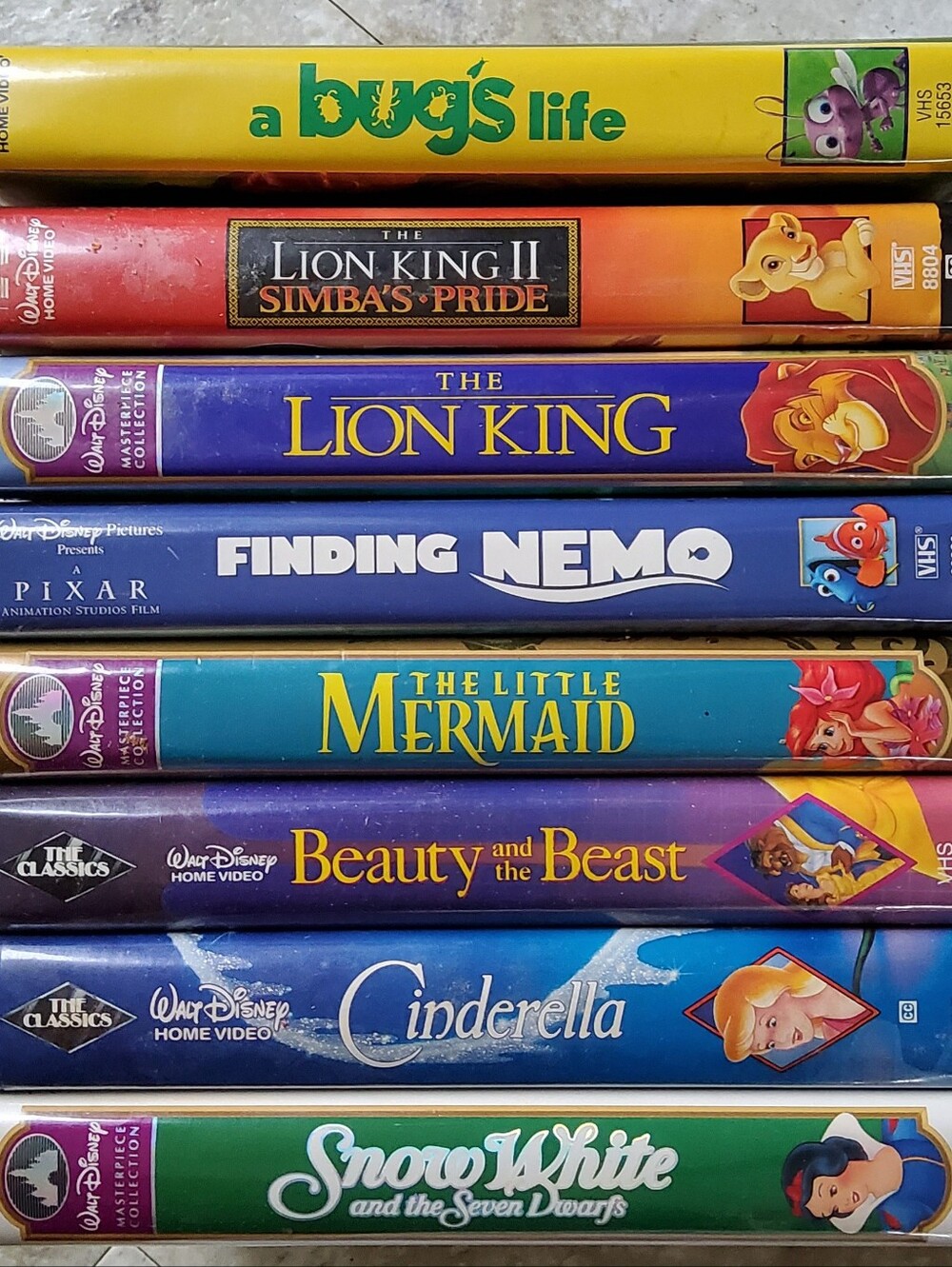26 Lot of 8 Disney VHS-Snow White Cinderella Beauty Beast Mermaid Nemo Lion King